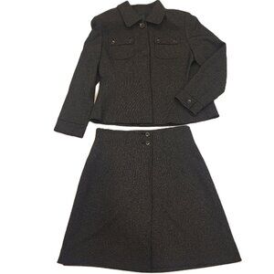 Grey Wool Skirt and Jacket Ladies Suit Grey Size 8